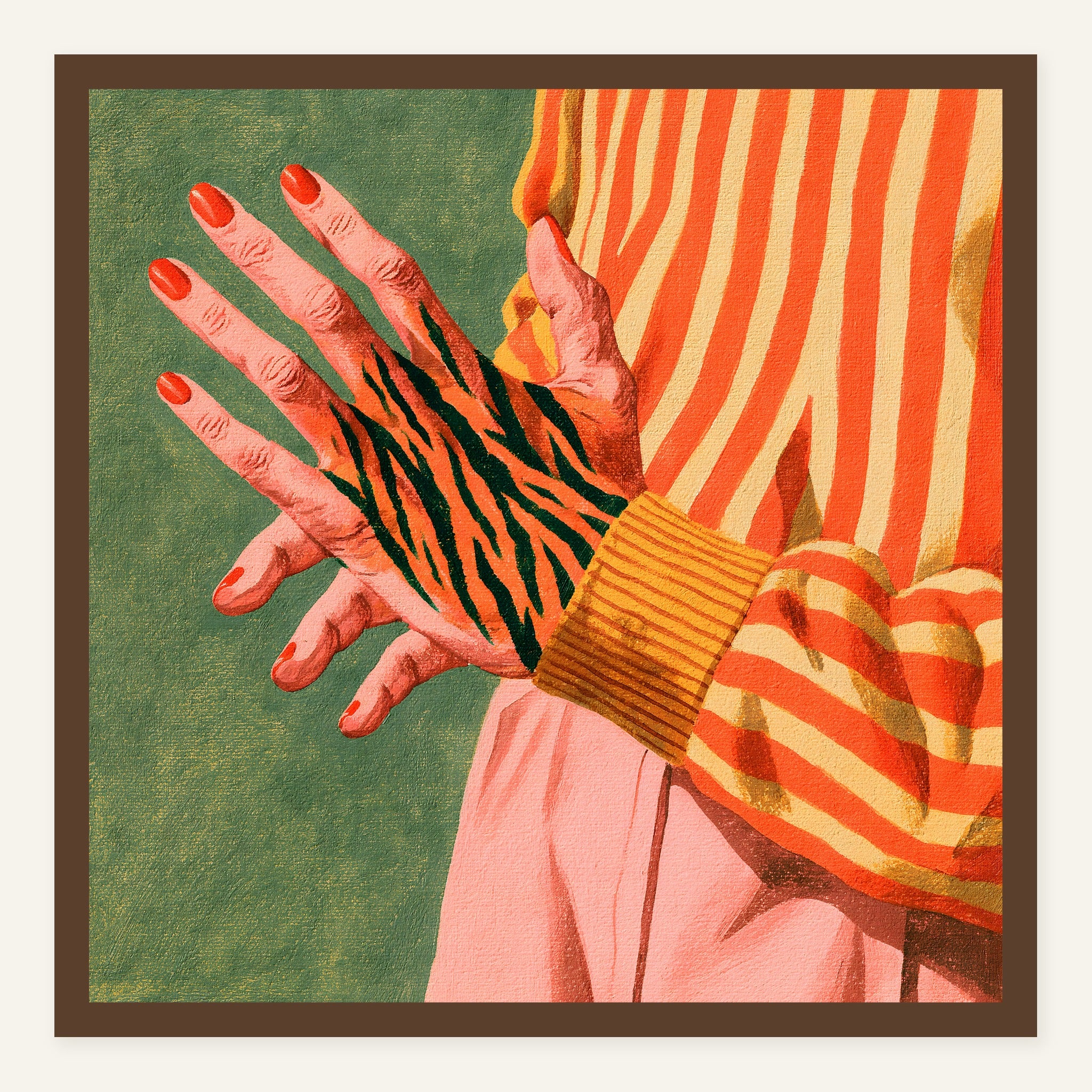 Sunstripe Hold — Dark wood frame