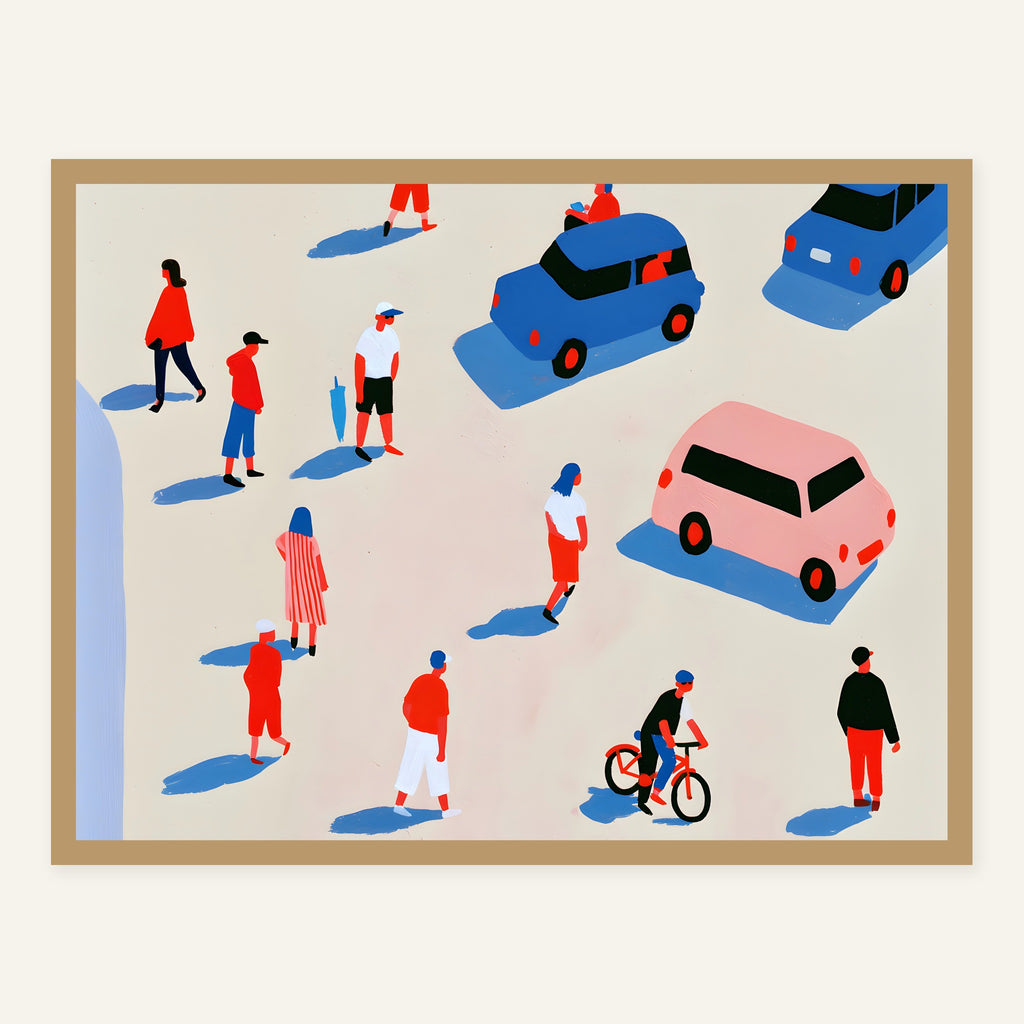 Crosswalk Pause — Wood frame