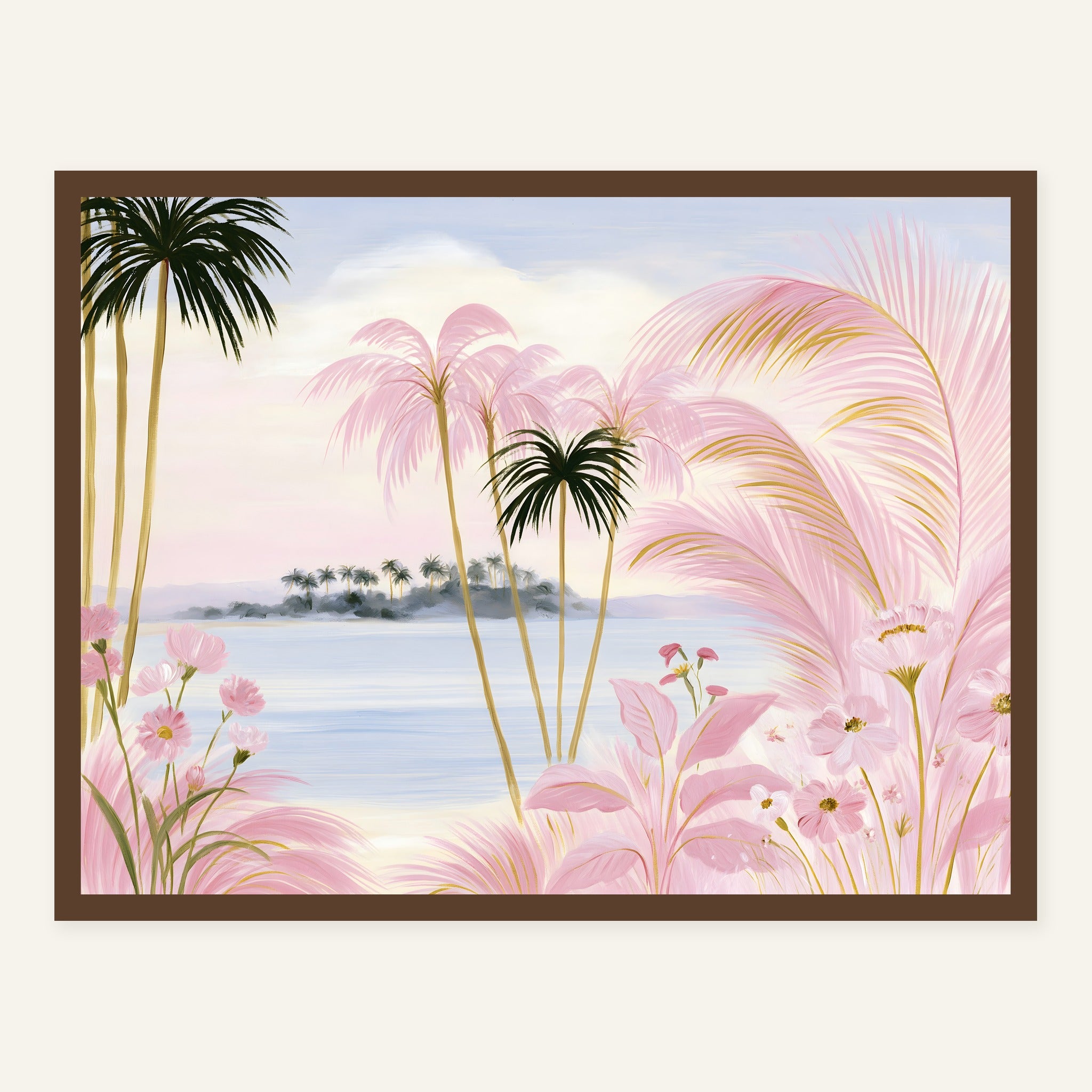 Blush Shoreline — Dark wood frame