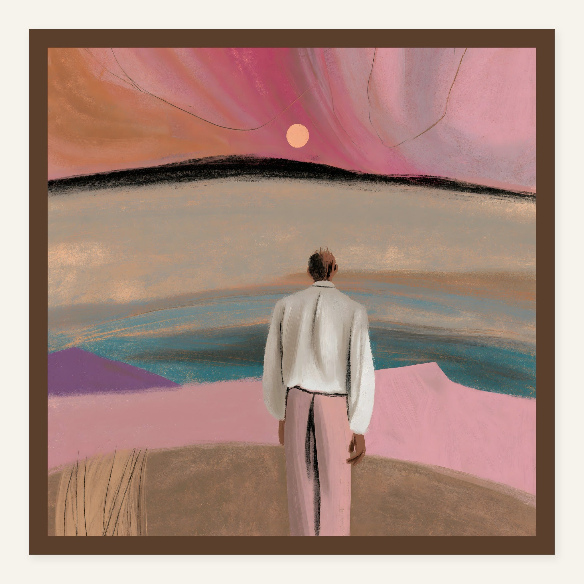 Pastel Exit — Dark wood frame