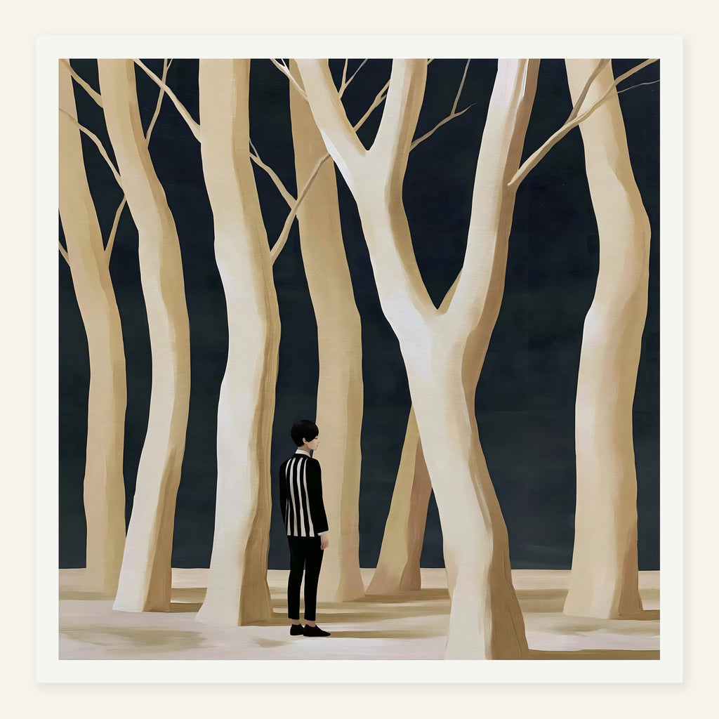 Backlit Grove Silence — White frame