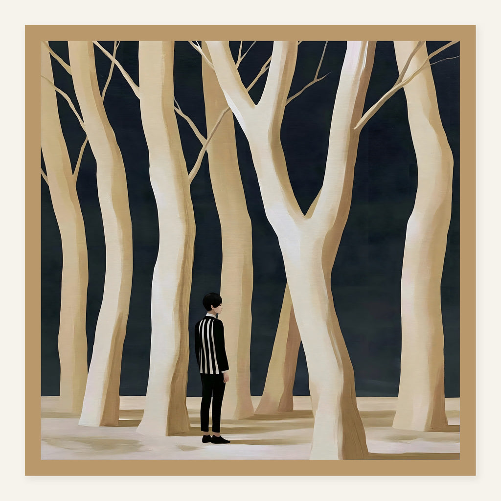 Backlit Grove Silence — Wood frame