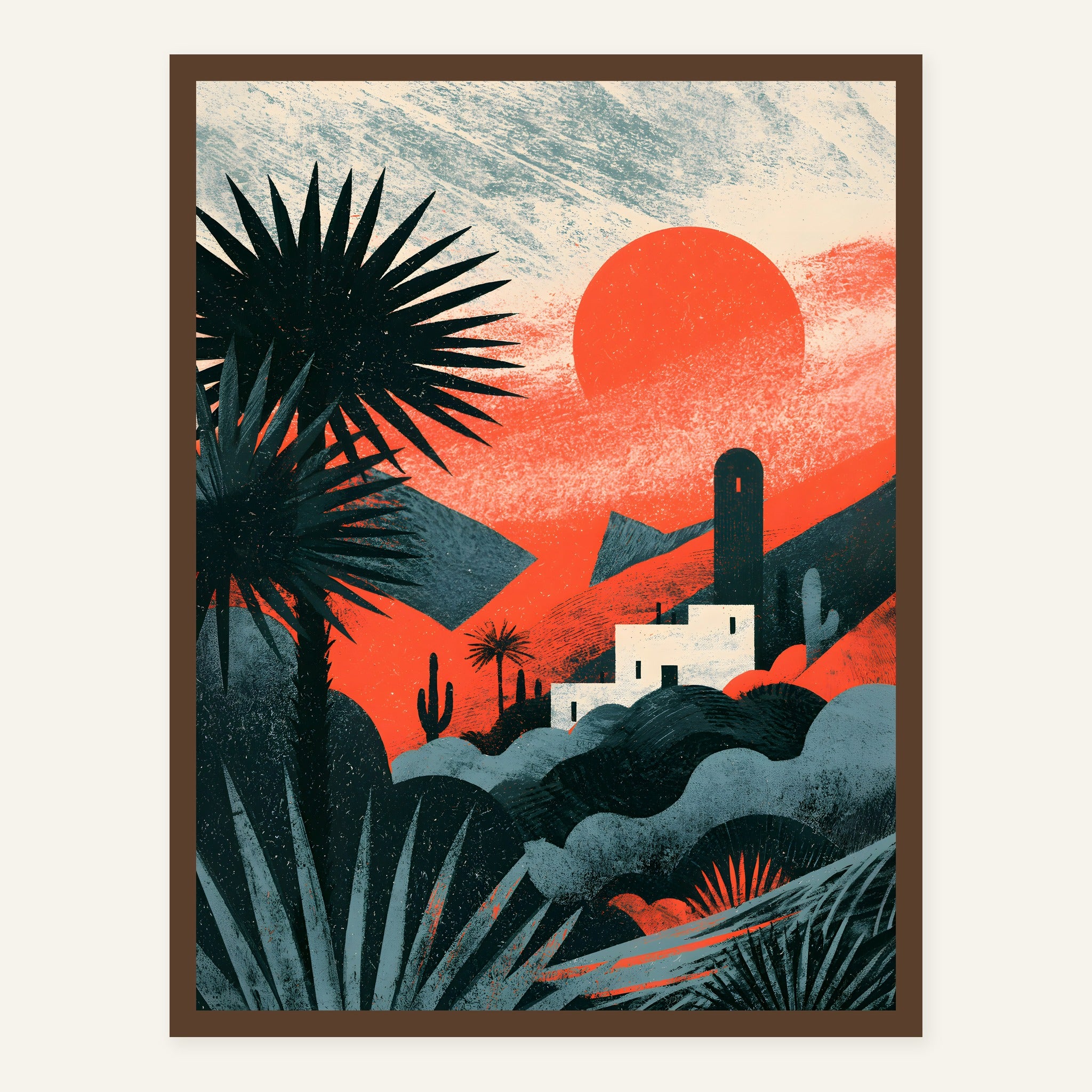 Red Sunwalk — Dark wood frame