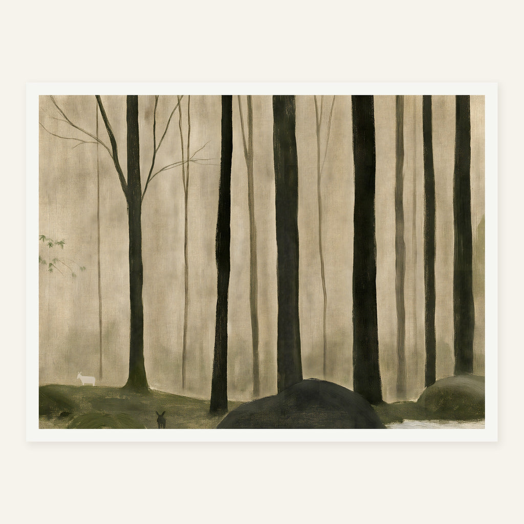 Mossy Trunk Line — White frame