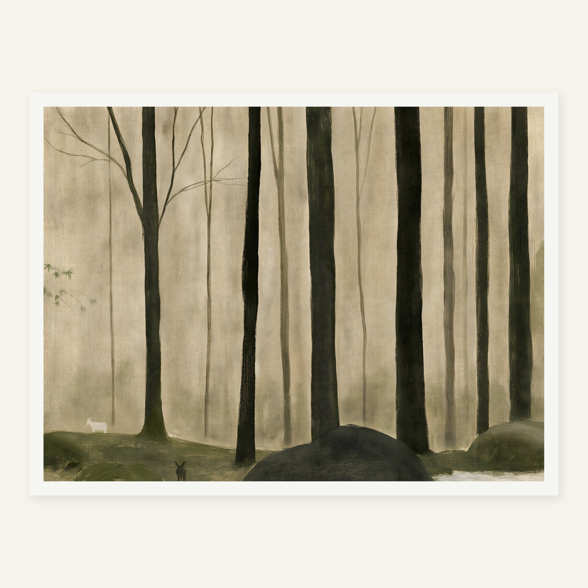 Mossy Trunk Line — White frame