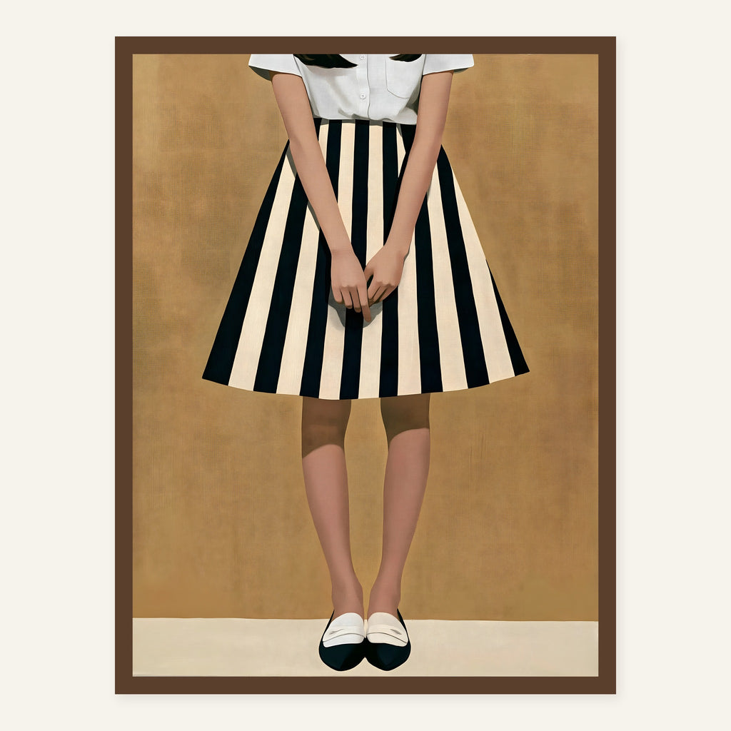 Striped Stillness — Dark wood frame