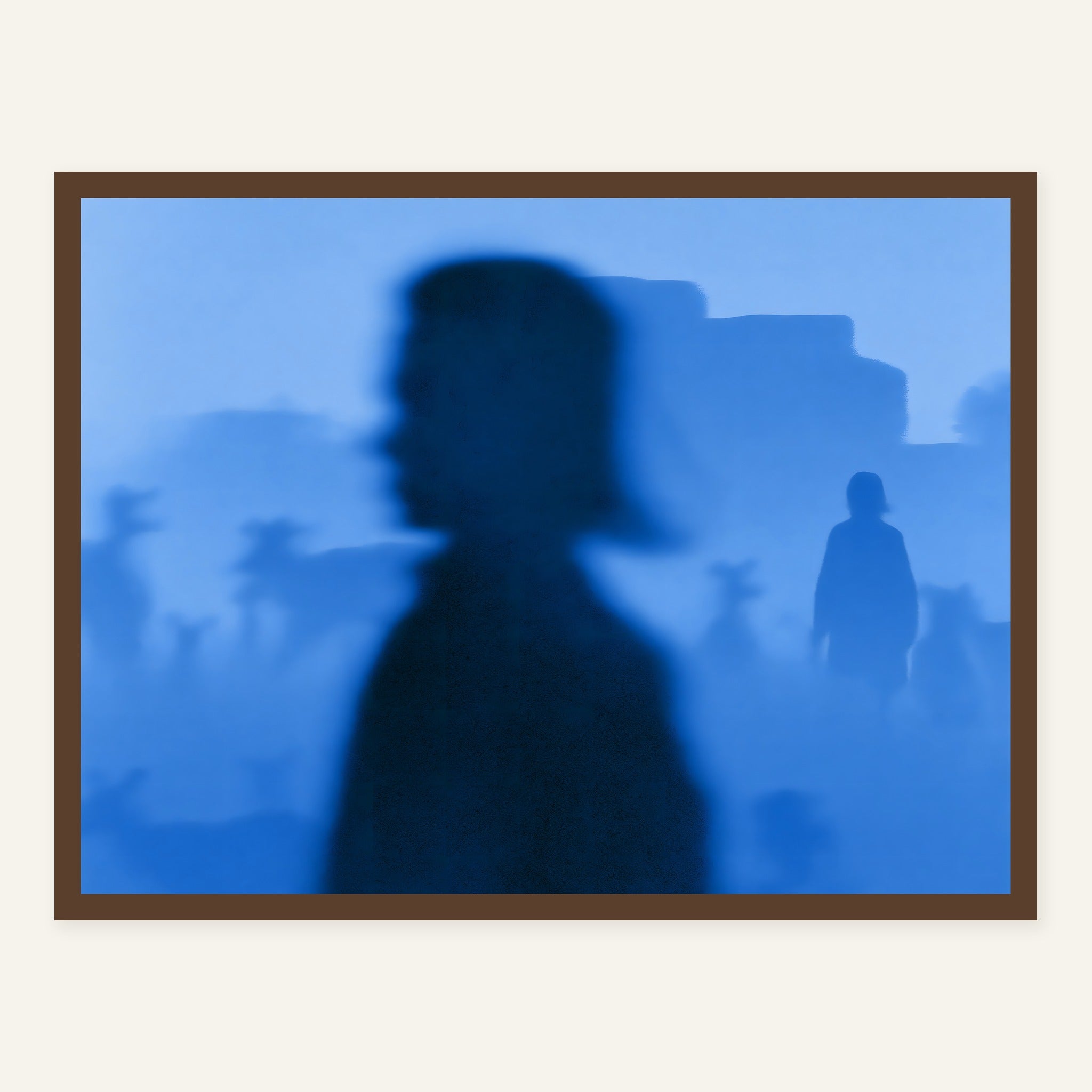 Blue Afterimage — Dark wood frame
