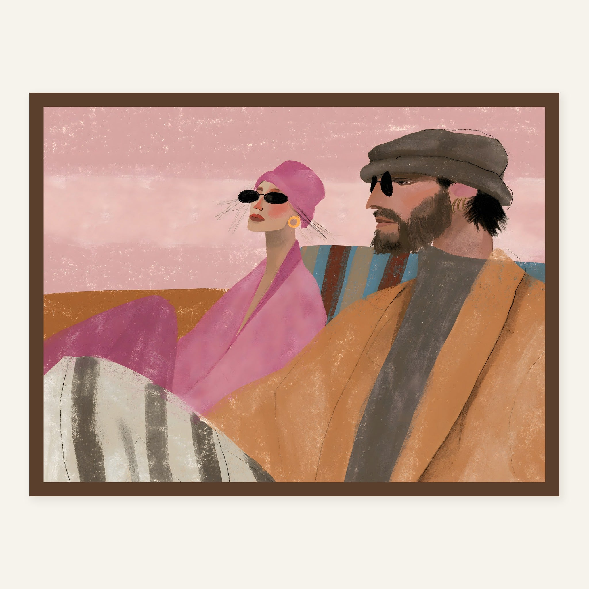 Velvet Pause — Dark wood frame