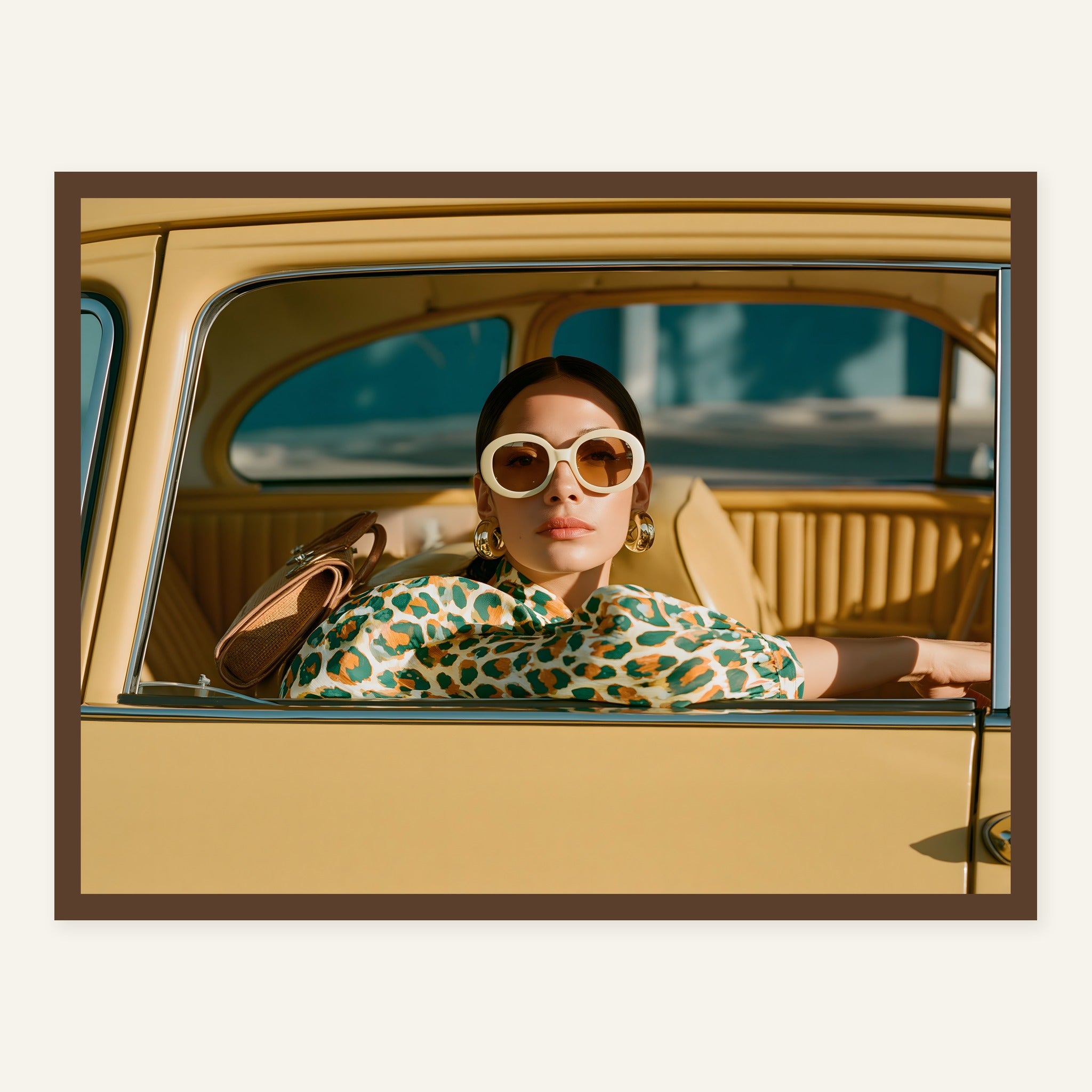 Golden Window — Dark wood frame