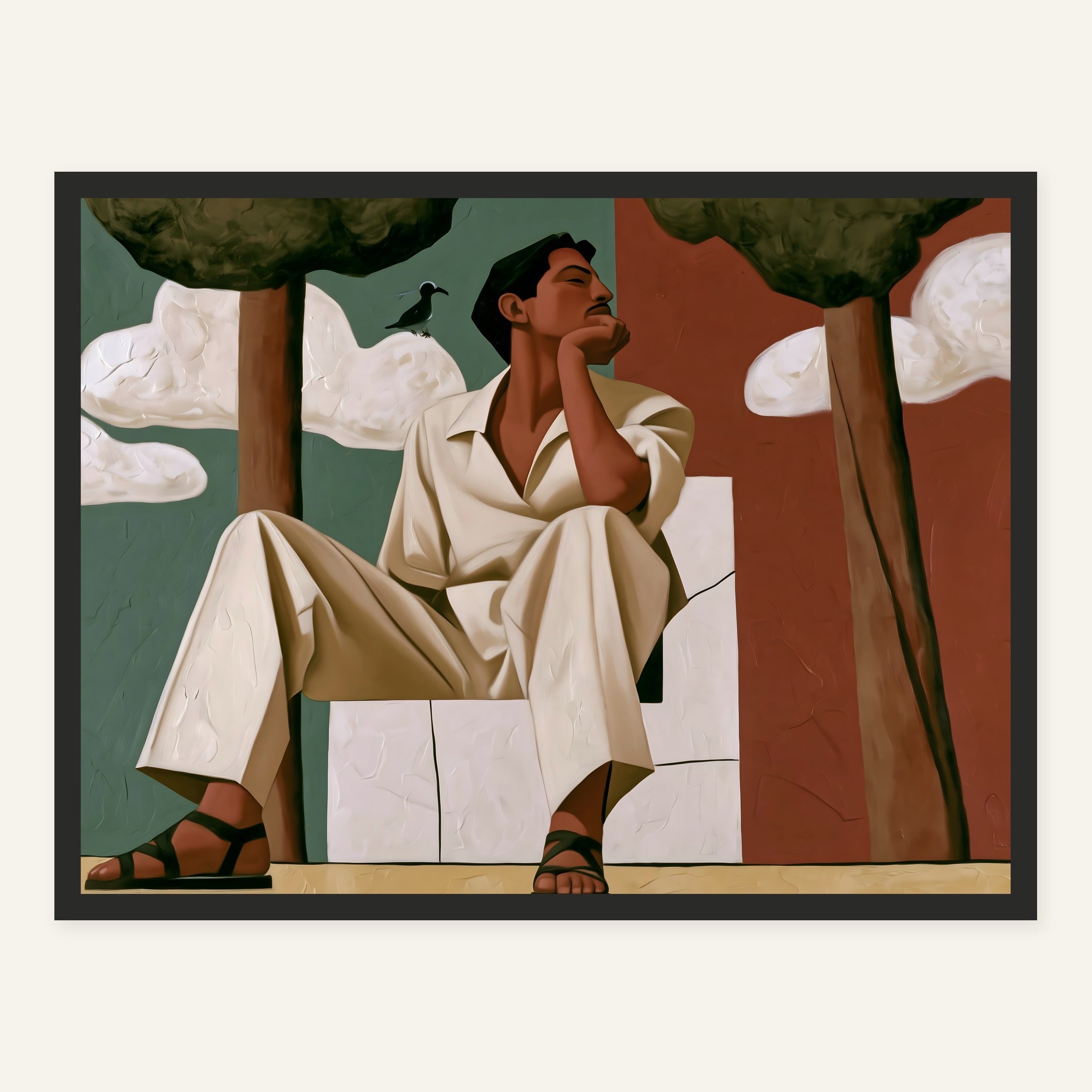 White Quiet Posture — Black frame