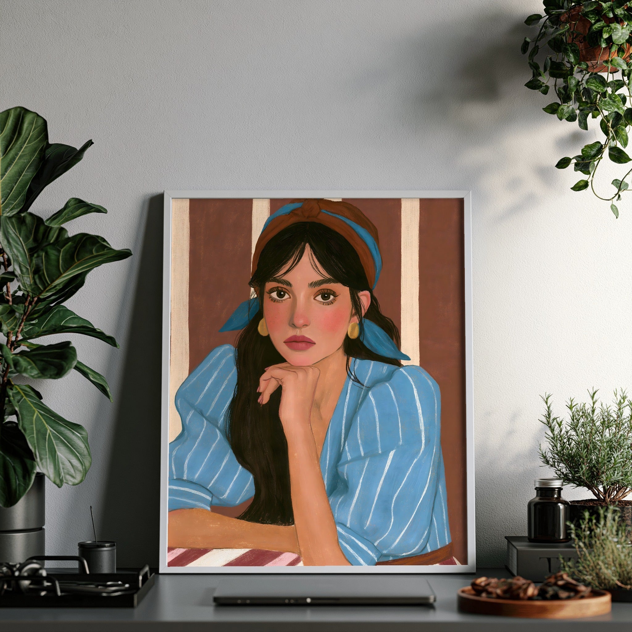 Blue Chinrest — art print by paintmoon