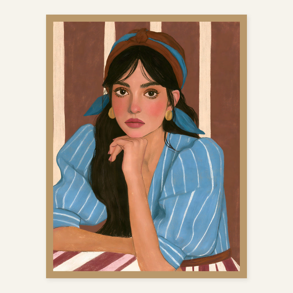 Blue Chinrest — Wood frame