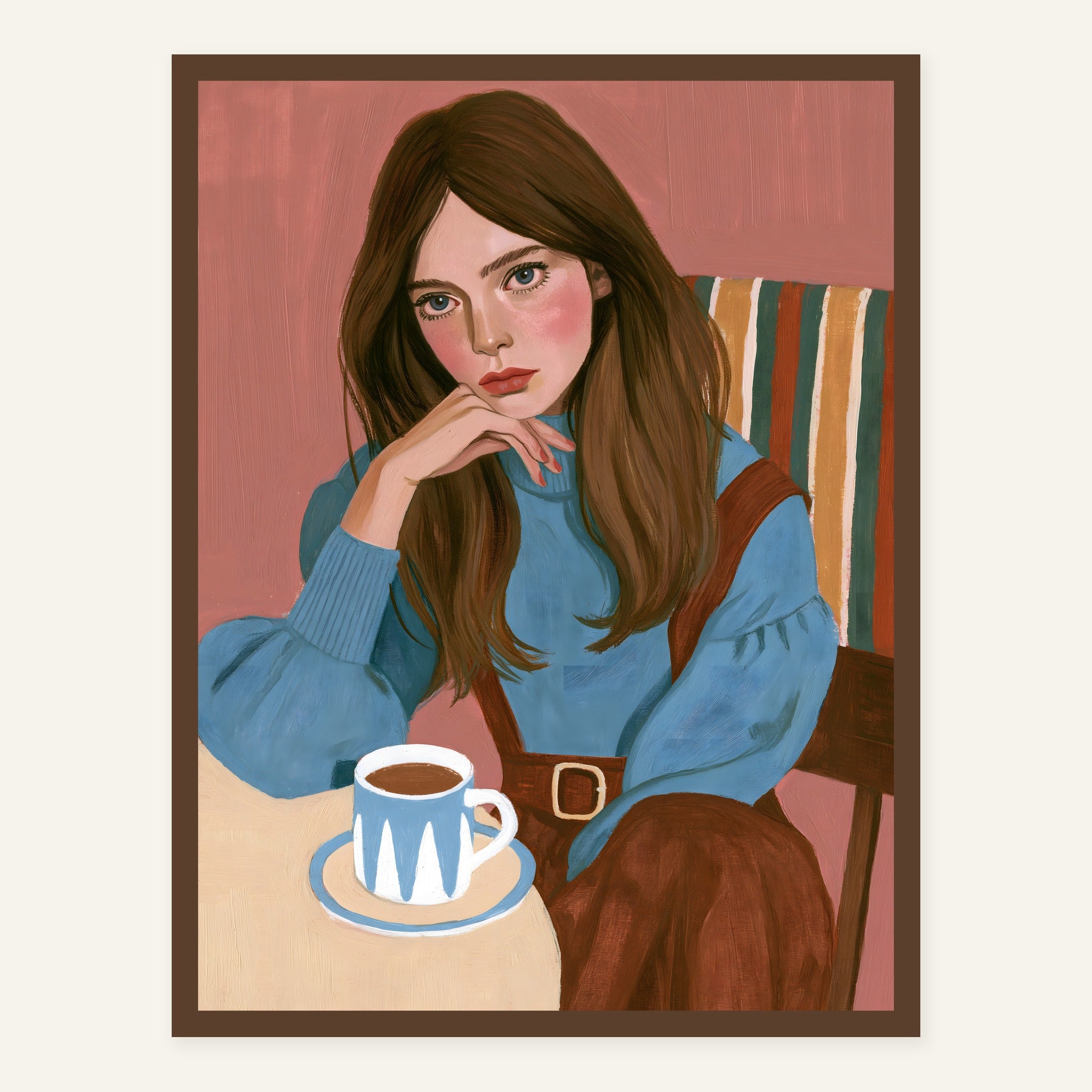 Blue Cupside — Dark wood frame