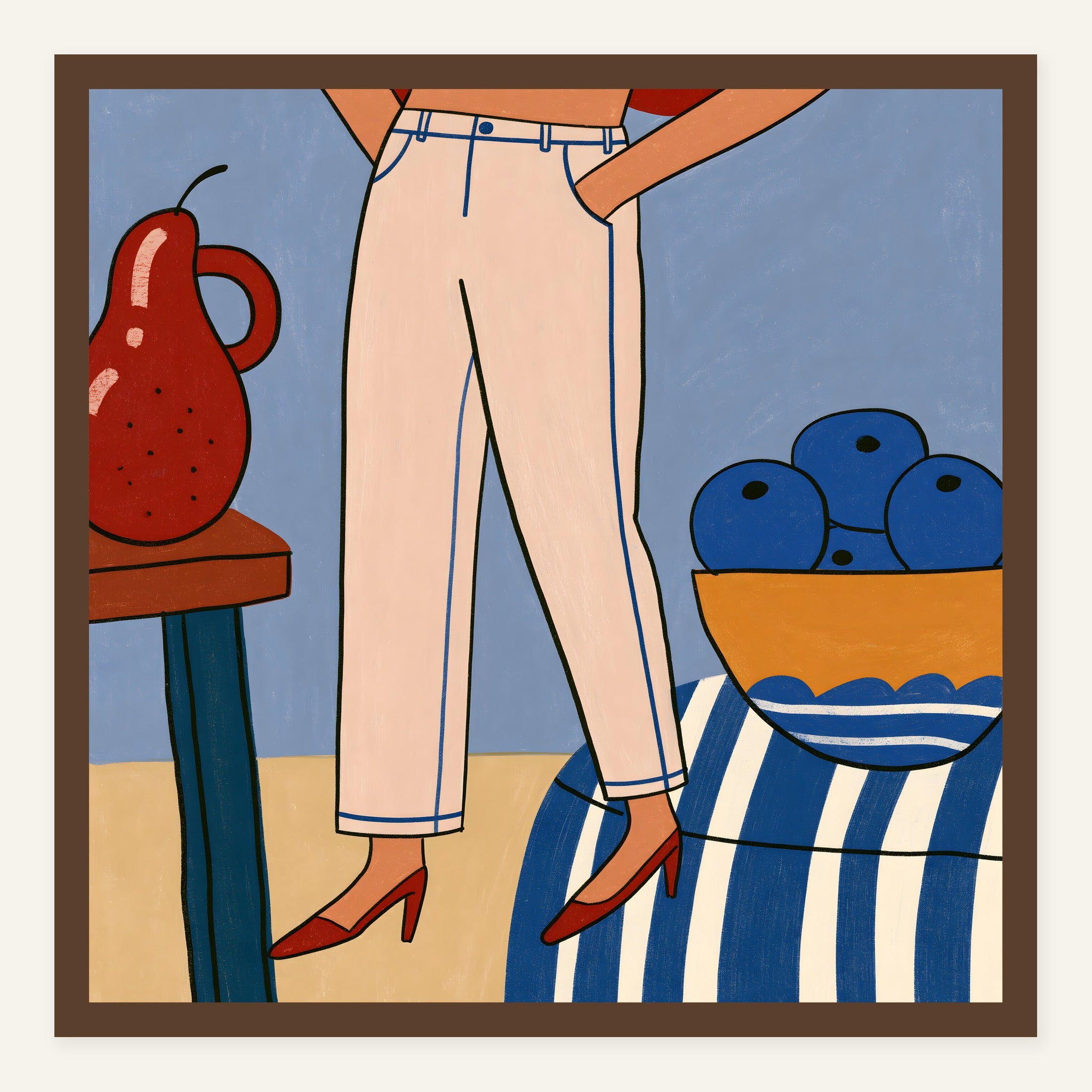 Stripe Footstep — Dark wood frame