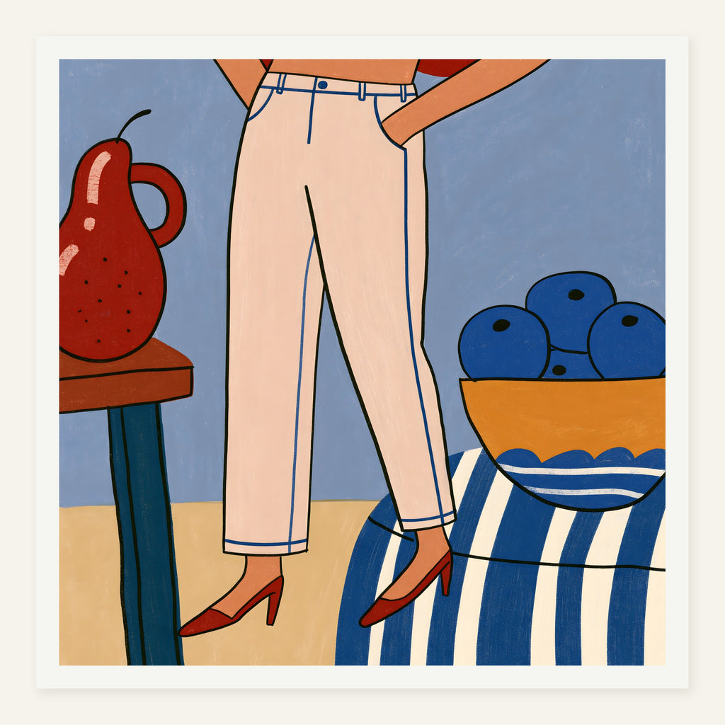Stripe Footstep — White frame