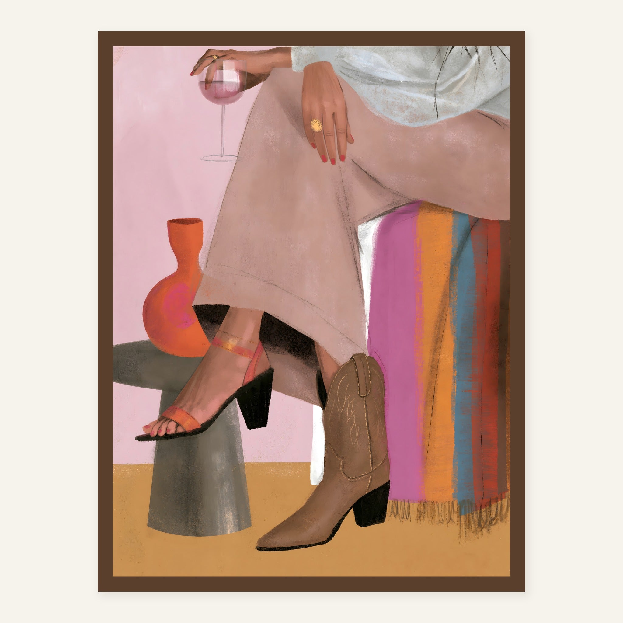 Velvet Footfall — Dark wood frame