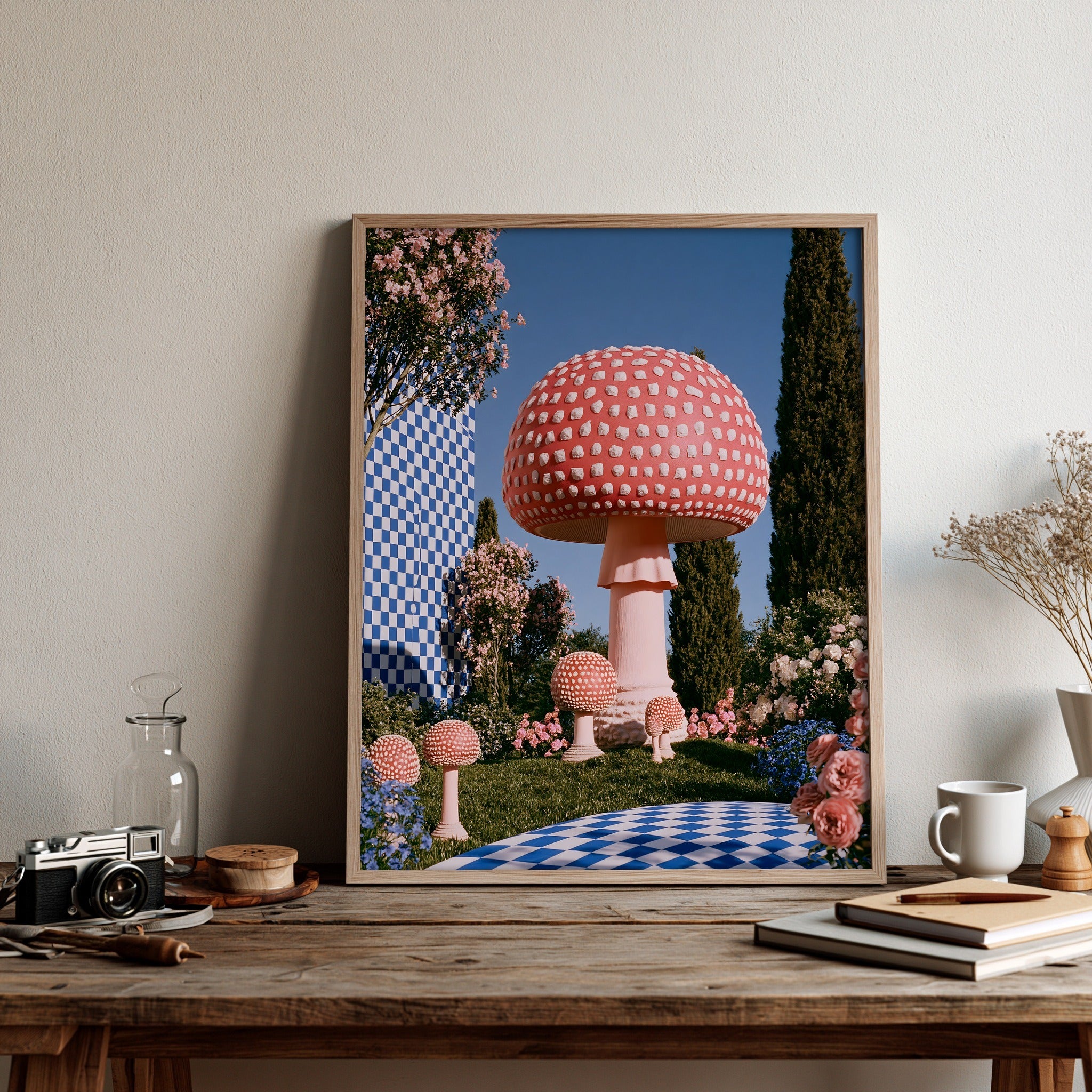 Gingham Grotto — art print by paintmoon